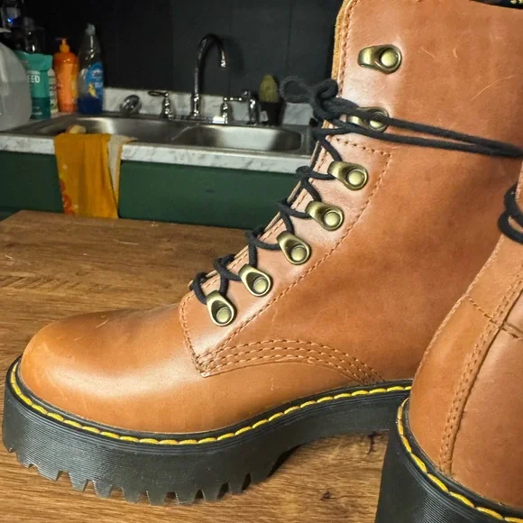 Dr. Martens Cognac Leather Combat Boots - Picture 6 of 10